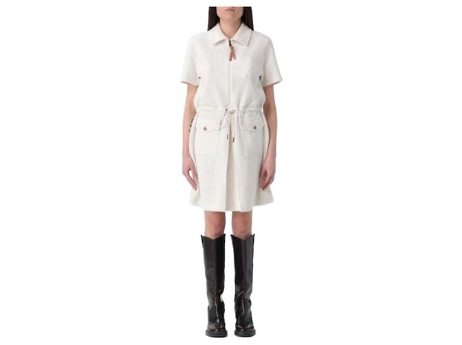Moncler Bouclé Mini-Kleid Weiß