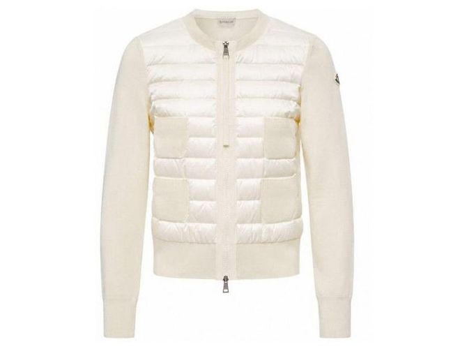 Moncler Cardigã de lã acolchoado com fecho éclair