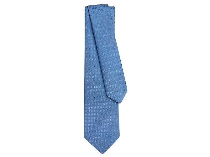 Hermès Silk Tie Blue Skychelles