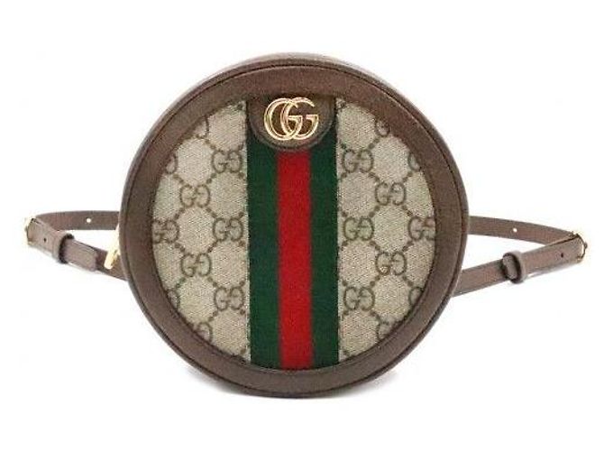 Gucci Brown Leather Mini Round Chain Backpack