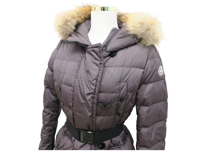 Moncler Chloe Long Down Coat Brown Size
