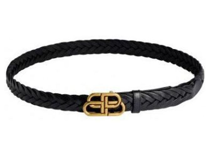 Balenciaga Thin Belt Schwarzer Ledergürtel