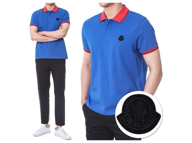 Moncler Farbblock-Polokragen mit Logo-Patch