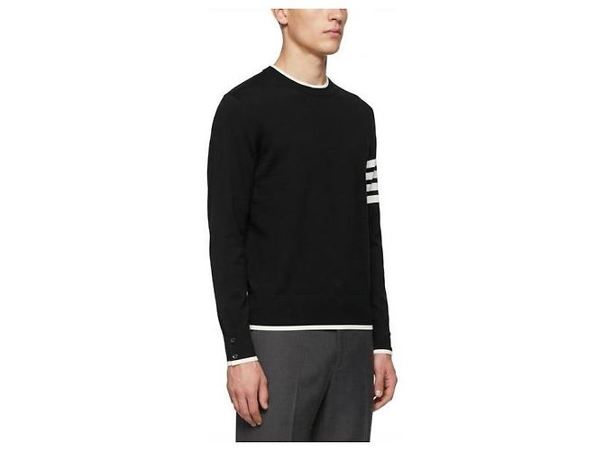 Thom Browne Bar Merino Wool Pullover Knit