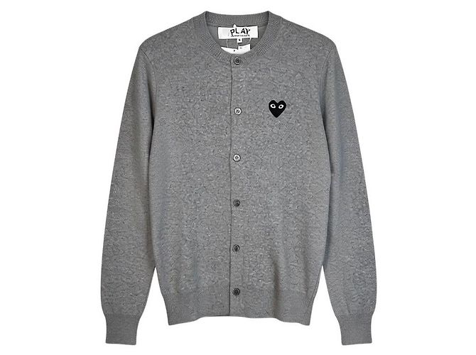 Comme Des Garcons Strickcardigan mit Herzen Grau