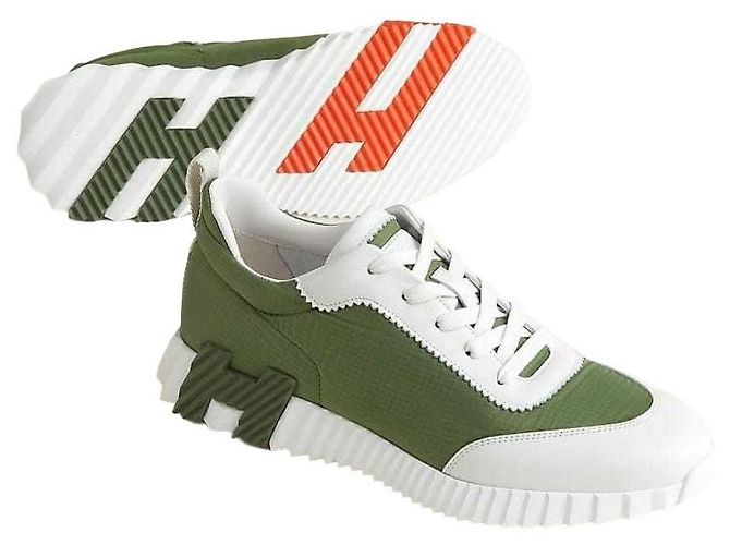 Baskets Hermès Bouncing Vert en Cuir