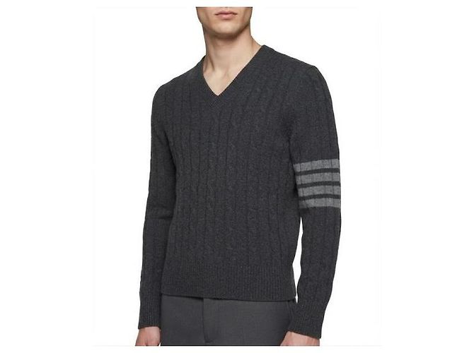 Thom Browne Kaschmir-Strickpullover mit V-Ausschnitt