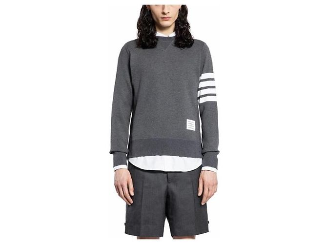 Thom Browne RWB Strick-Sweatshirt Dunkelgrau