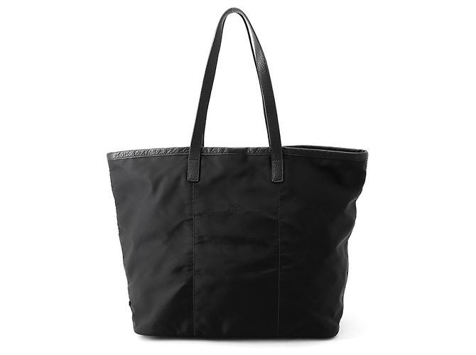 Saco Tote Prada em nylon preto e couro