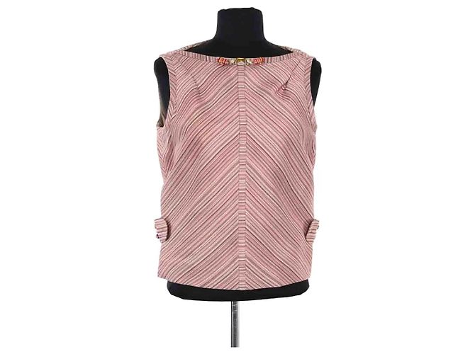 Top sem mangas de algodão rosa Louis Vuitton