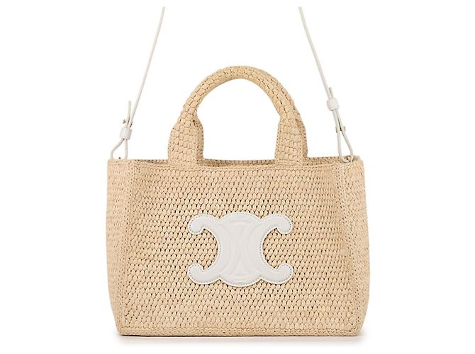 Céline Celine Triomphe Cabas Thais Small Raffia Handtasche
