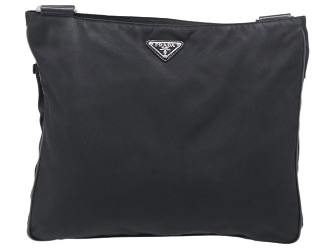 PRADA Shoulder Bag Nylon Black Silver Auth ka6912 - Jerrillo