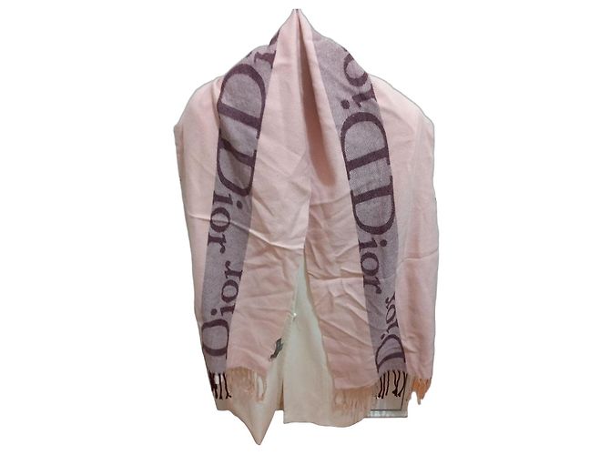 Sciarpa Dior in lana e acrilico rosa con monogramma
