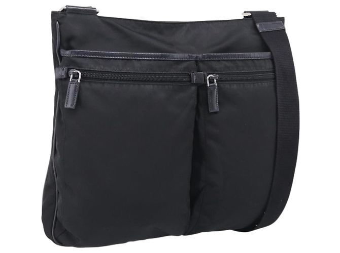 PRADA Shoulder Bag Nylon Black Silver