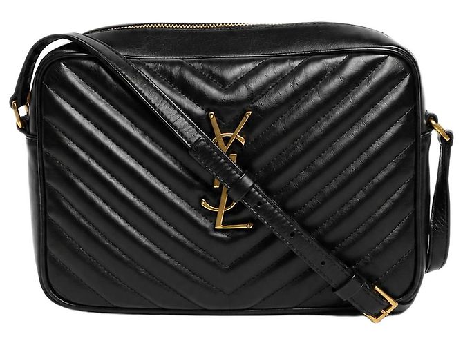 Autre Marque Bolsa camera Lou em pele acolchoada preta