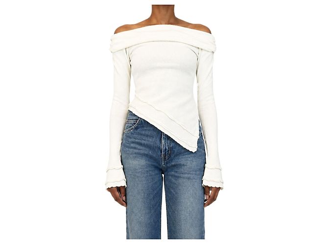 Autre Marque Top de punto doblado Soler blanco - talla S
