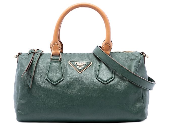 Prada Evasion Small Top Handle em couro de bezerro macio Verde