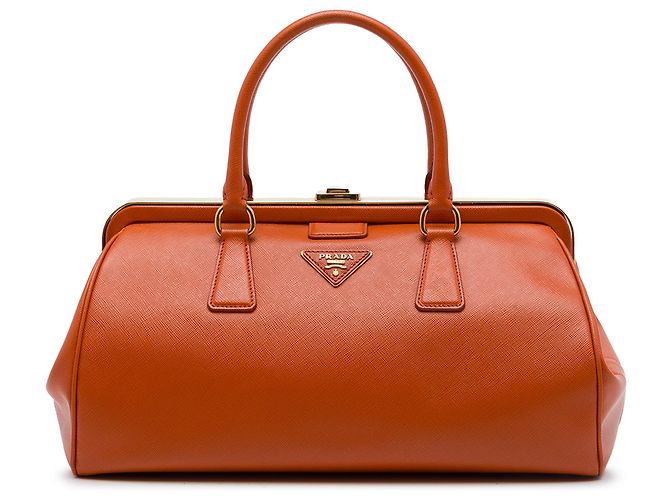 Sac à main Prada Orange Saffiano Lux Frame