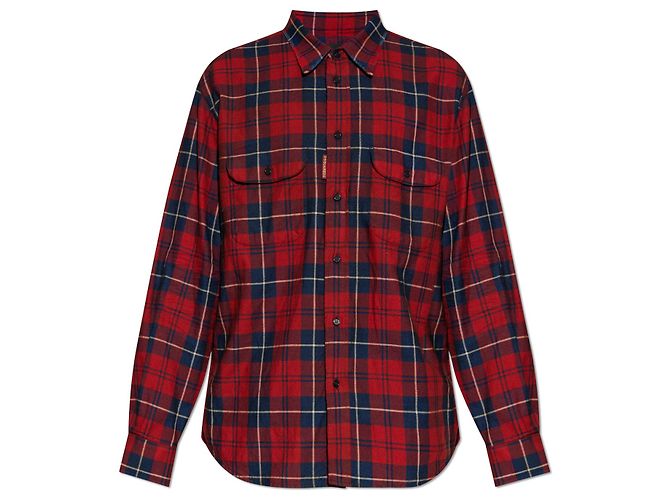 Camicia a quadri rossa in flanella di cotone Dsquared2