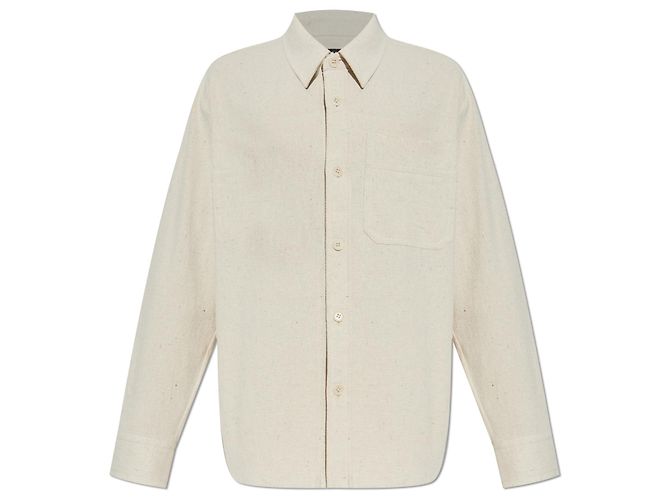 Apc Baumwollhemd mit Tasche Weiß Creme