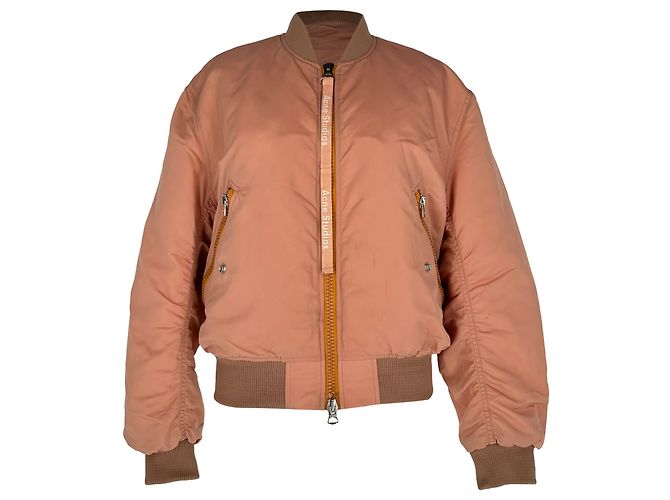 Acne Studios Clea Bomber Jacket in Pink Nylon