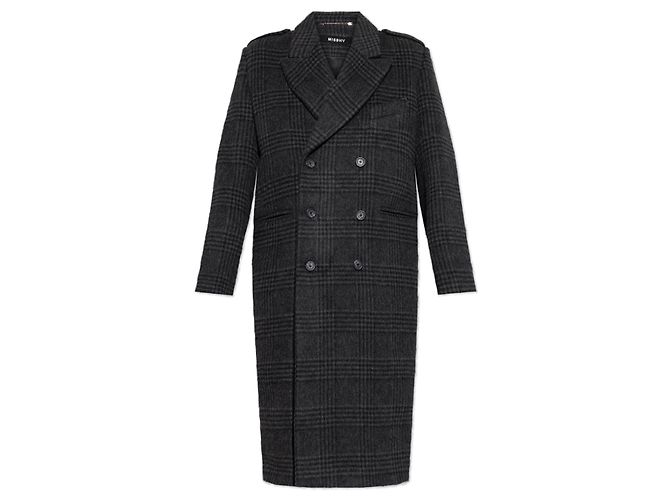 Autre Marque MISBHV Grey Wool Checked Double Breasted Coat