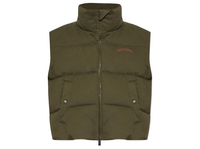 Chaleco de plumas Dsquared2 verde de algodón