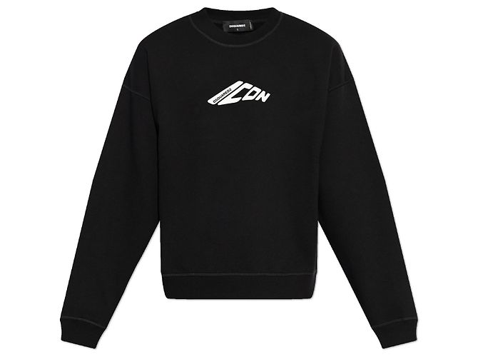 Dsquared2 Schwarzes Baumwoll-Sweatshirt mit Icon Logo