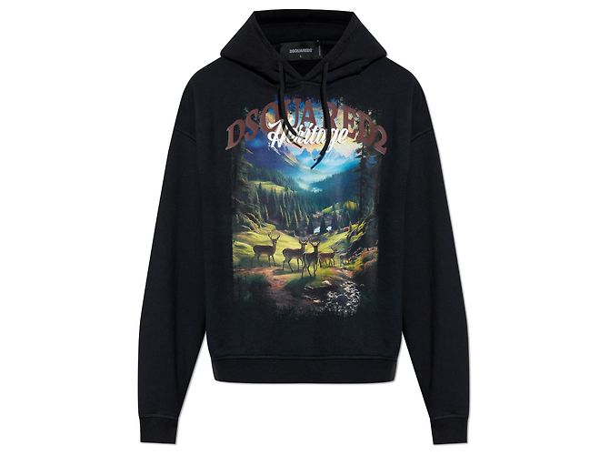 Sweat à capuche Dsquared2 avec logo noir coton