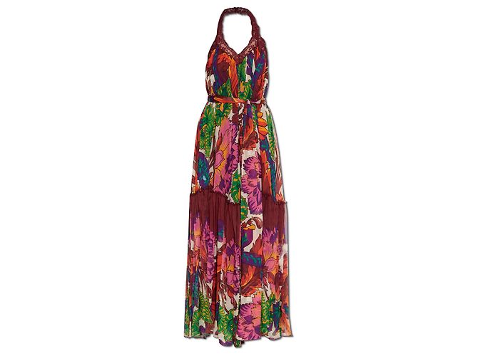 Etro Vestido de seda com inserções de renda