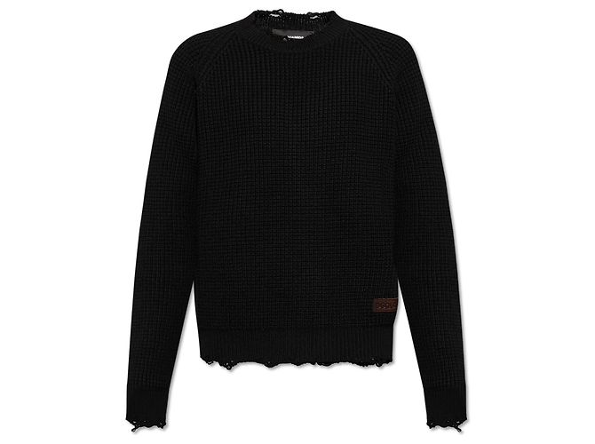 Dsquared2 Black Wool Cable Knit Sweater