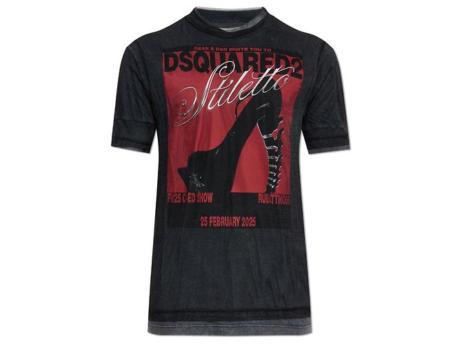 Camiseta Dsquared2 Stiletto Logo Gris Algodón
