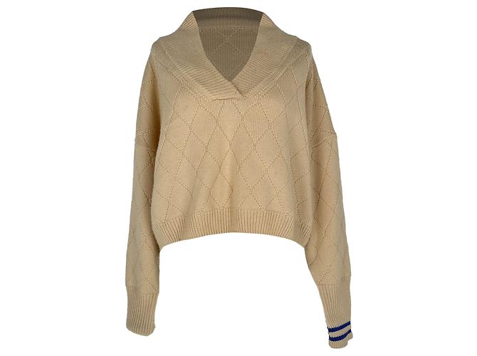 Maison Martin Margiela Maison Margiela Cold Shoulder Pullover aus beiger Wolle