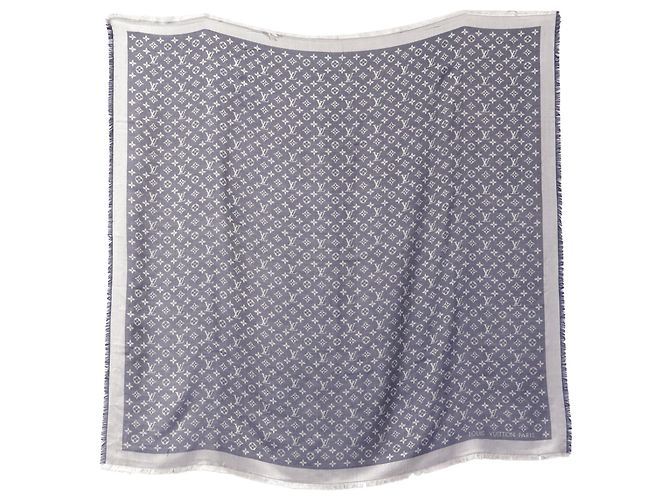 Sciarpa Louis Vuitton Monogram Denim in seta blu