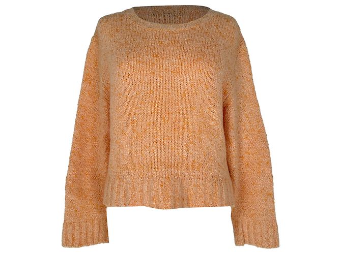 Maje Rundhals-Pullover aus orangefarbener Baumwolle