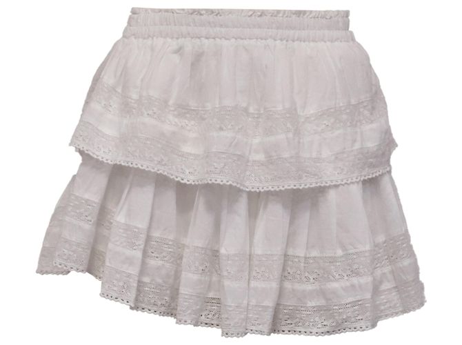 Minifalda de encaje con volantes LoveShackFancy en algodón blanco