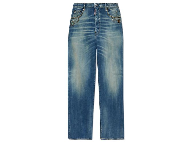 Vaqueros anchos azules con efecto desgastado Dsquared2
