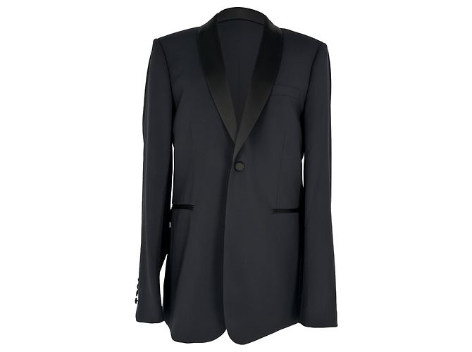 Sandro Single-Breasted Blazer in Black Wool