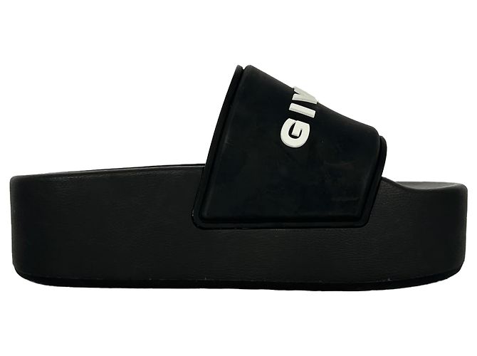 Sandali slide platform con logo Givenchy in gomma nera