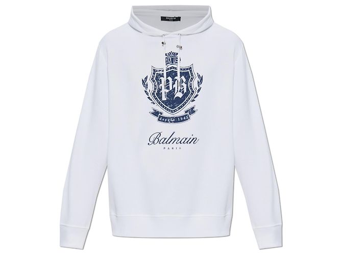 Balmain Hoodie aus weißer Baumwolle