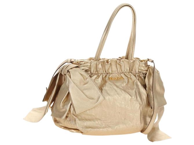PRADA Bolsa de mão em couro 2way Gold