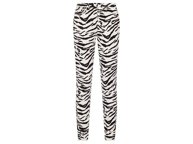 Autre Marque Vaqueros SAINT LAURENT con estampado de cebra Negro Blanco