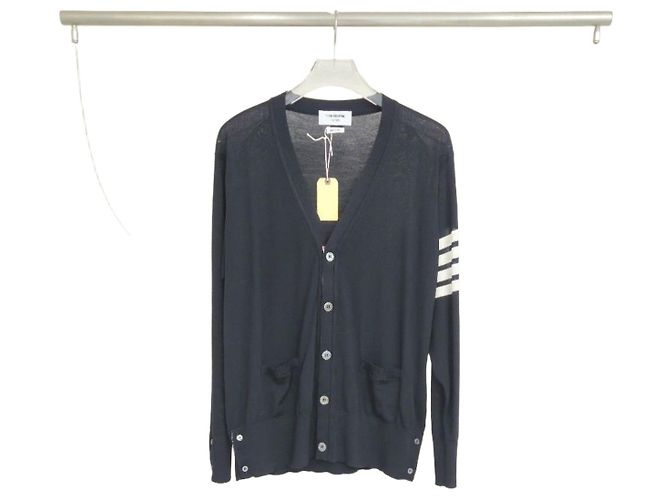 Thom Browne Wollcardigan in Navy mit Armbinde