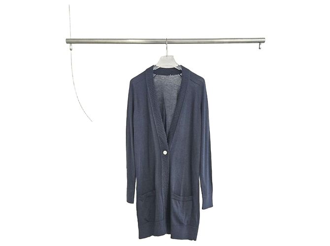 Hermès Langer Cardigan Schwarz Seide Baumwolle