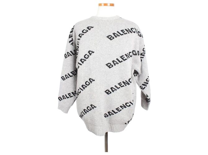 Balenciaga Multi-Logo Strick Grau