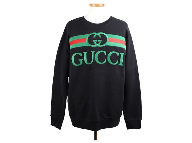 Gucci Sweatshirt mit besticktem Logo Schwarz