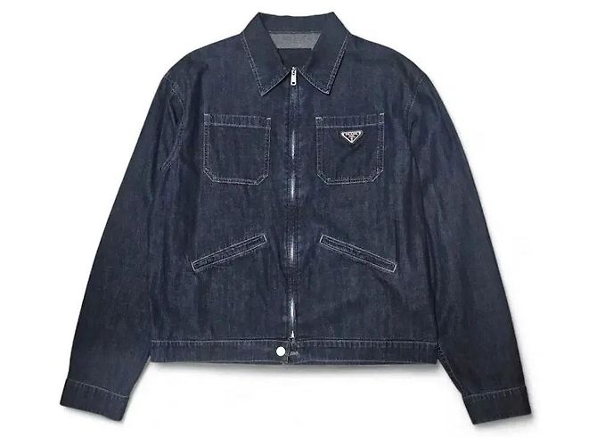 Prada Light Denim Zip-Up Jacket Blue Men's Jacket