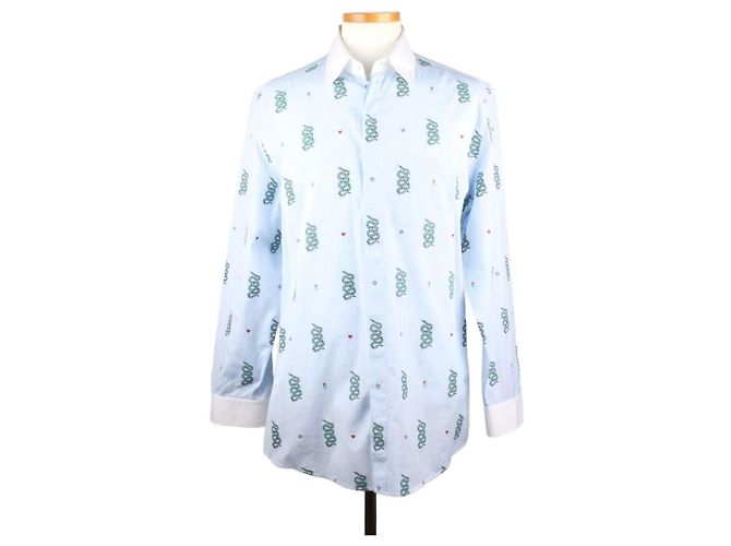 Gucci Schlangenhemd Blau Leder