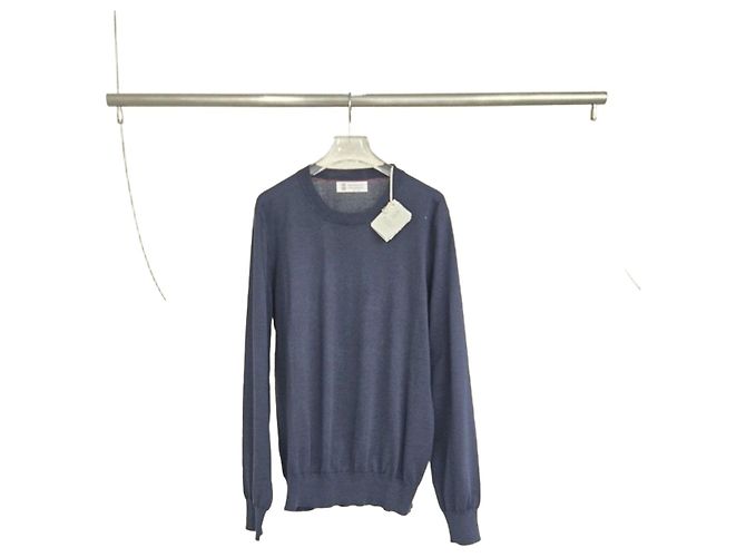 Brunello Cucinelli Strickpullover Rundhals Navy