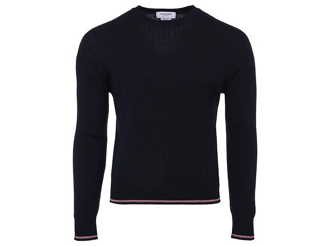 Thom Browne Merino Wool Rib Stitch Pullover Sweater